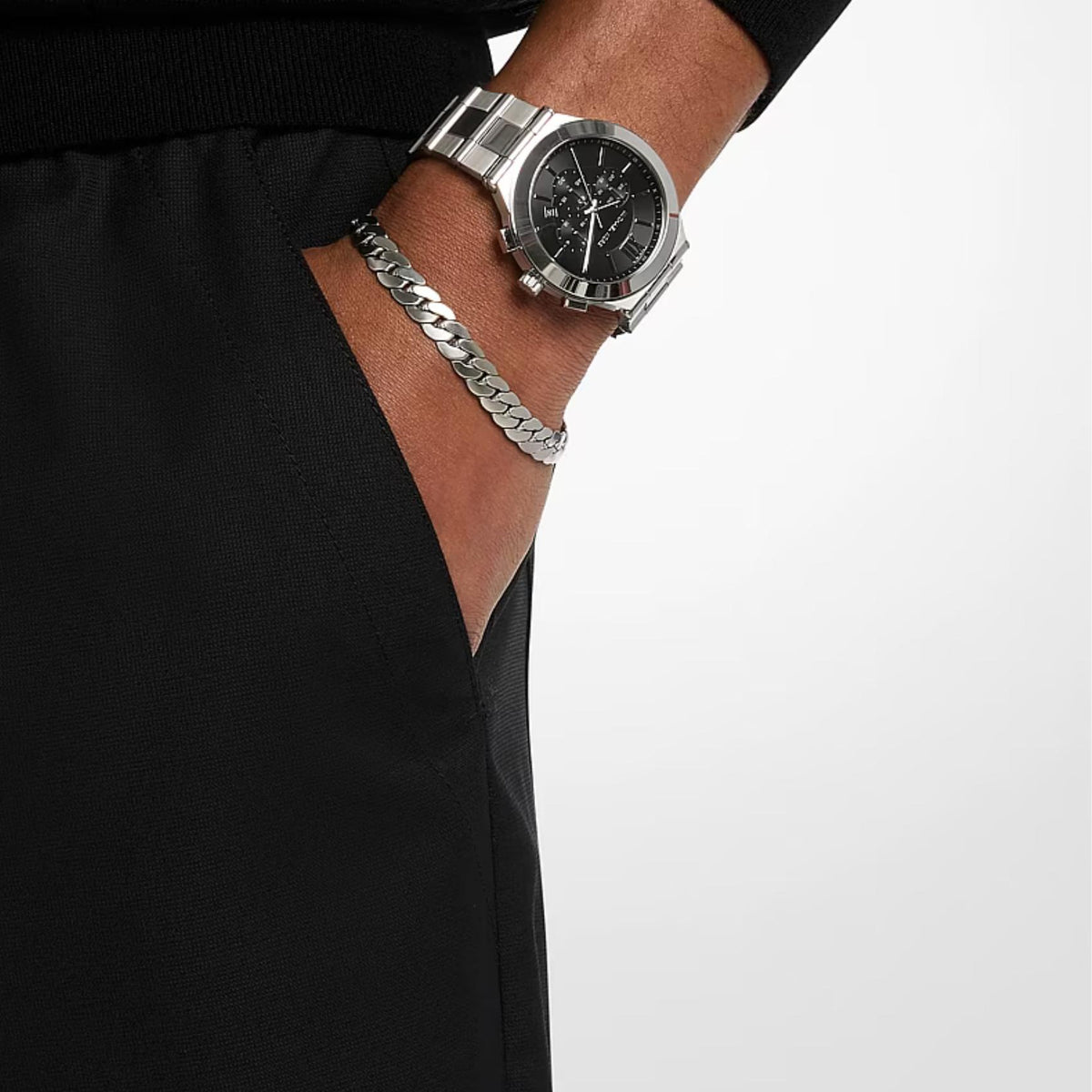 Ανδρικό ρολόι Michael Kors Billie MK9272SET χρονογράφος με ασημί μπρασελέ και μαύρο καντράν φορεμένο στον καρπό