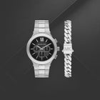 Ανδρικό Ρολόι Michael Kors Billie MK9272SET Χρονογράφος με Ασημί Μπρασελέ & Μαύρο Καντράν