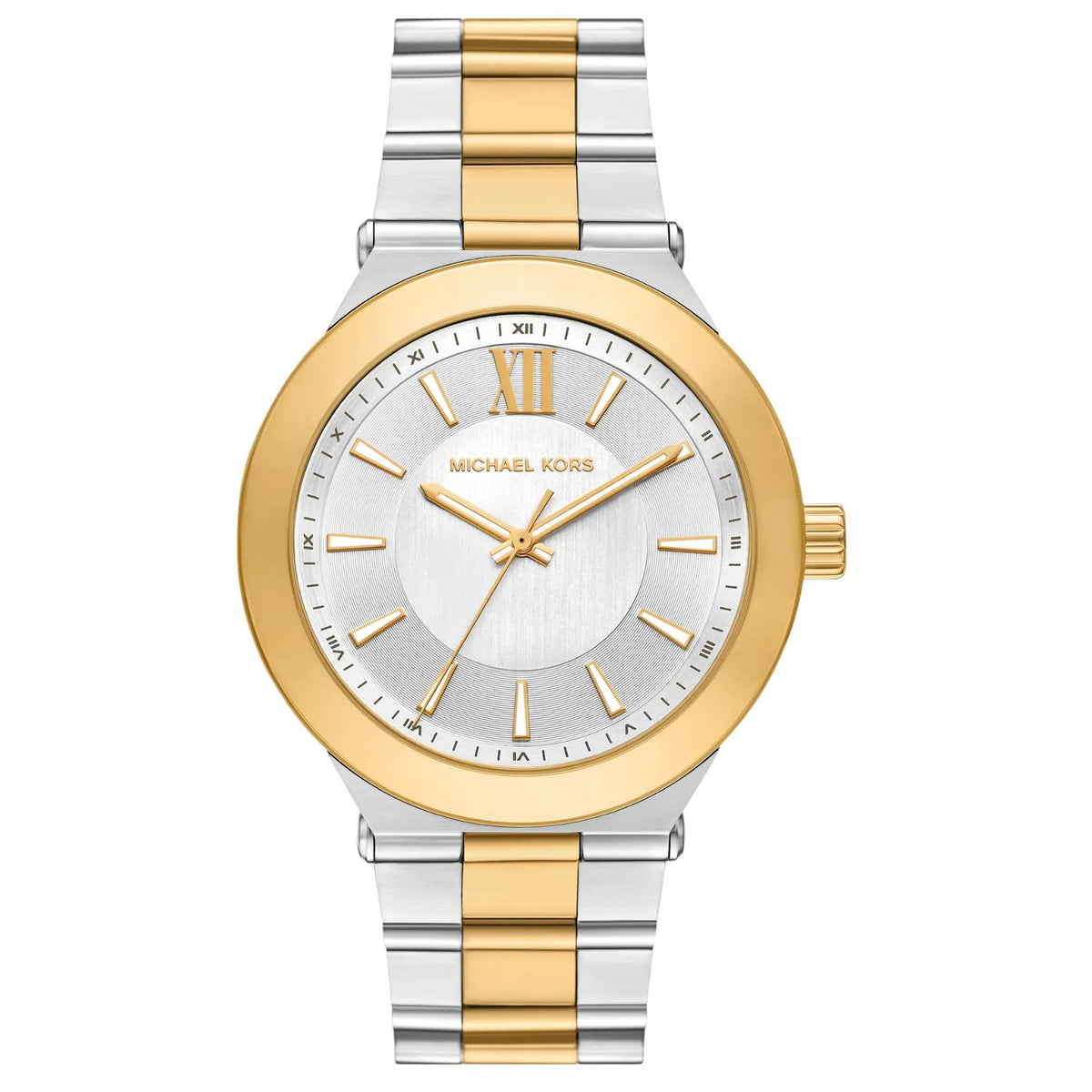 Ανδρικό ρολόι Michael Kors Billie MK9274 με ασημί-χρυσό μπρασελέ και λευκό καντράν