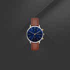 Ανδρικό Ρολόι Michael Kors Blake MK9209 με Καφέ Δερμάτινο Λουράκι & Μπλε Καντράν