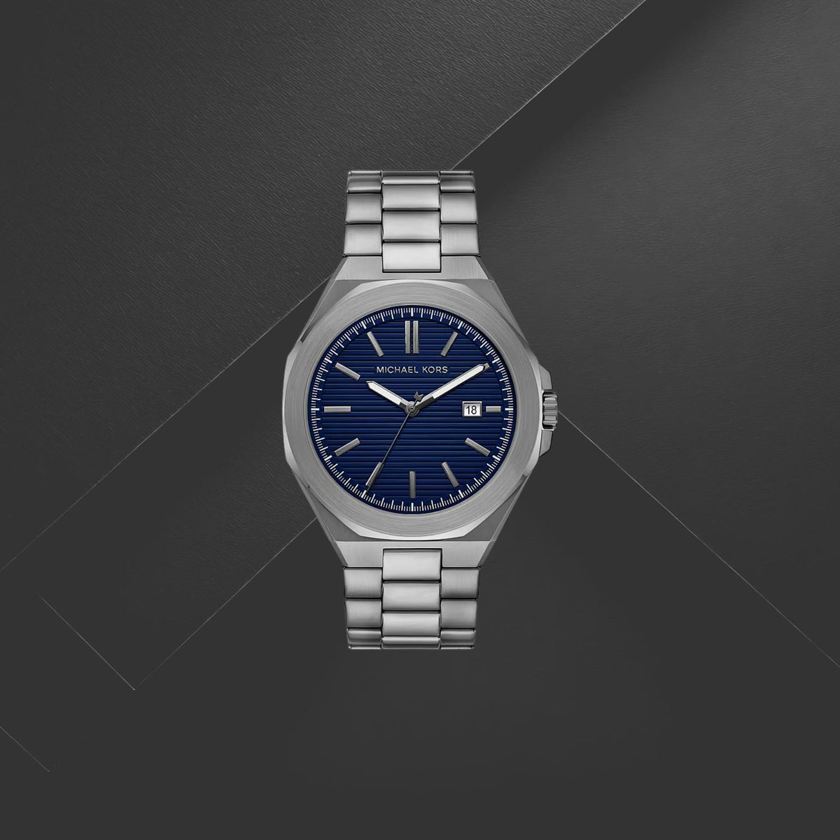 Ανδρικό ρολόι Michael Kors Callum MK9290 με ανθρακί μπρασελέ και μπλε καντράν 44mm