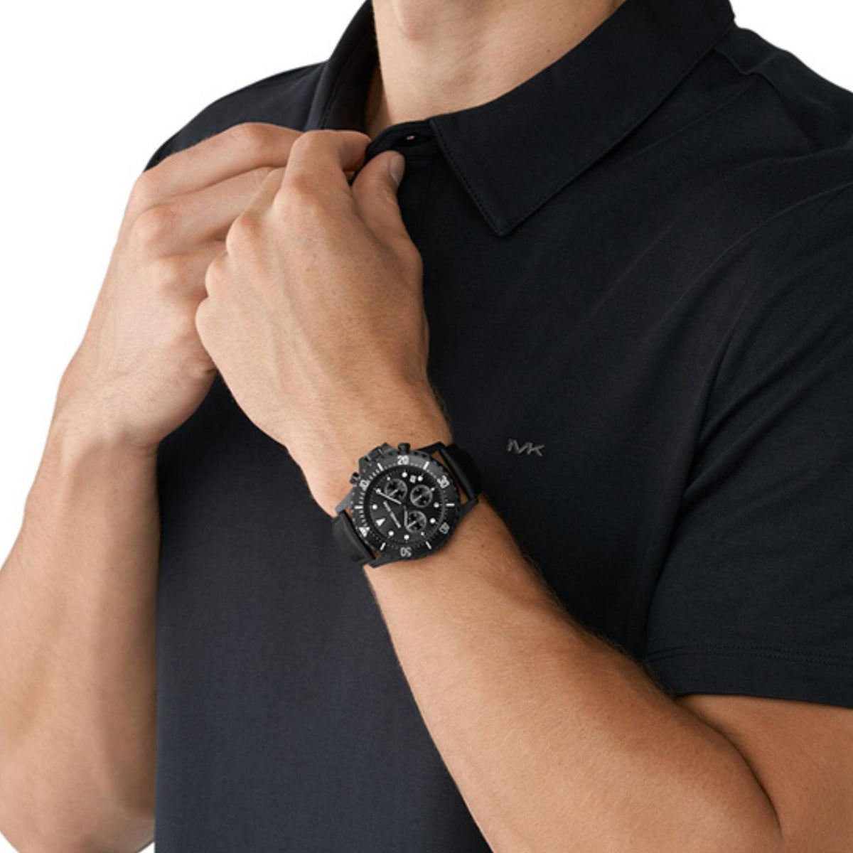 Ανδρικό Ρολόι Michael Kors Everest MK9053 Χρονογράφος με Μαύρο Δερμάτινο Λουράκι & Μαύρο Καντράν