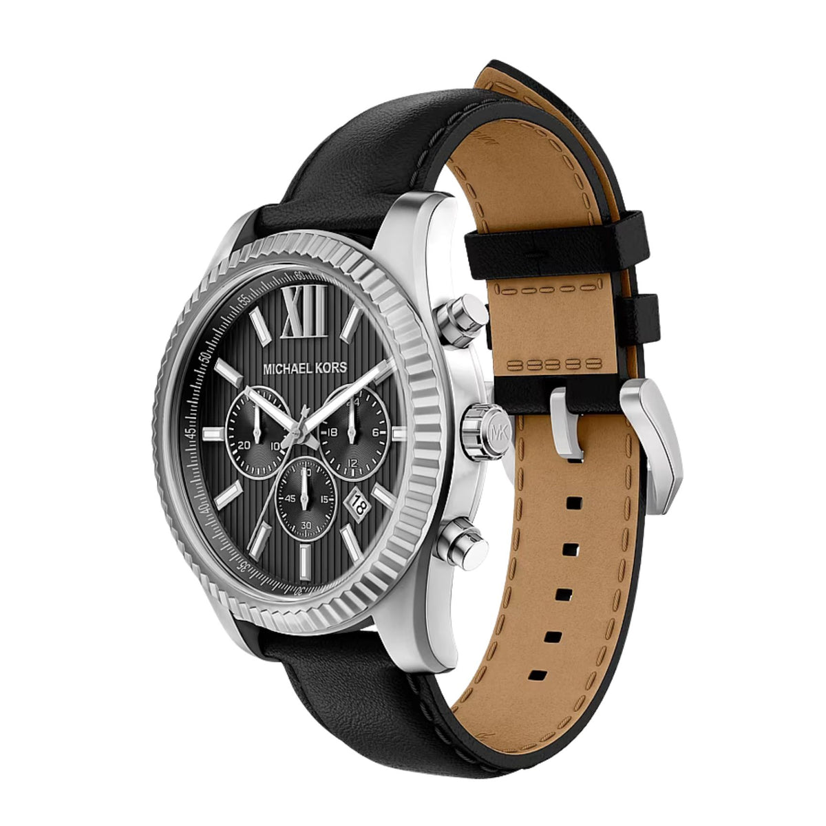Μαύρο δερμάτινο λουράκι ρολογιού Michael Kors Lexington MK9256