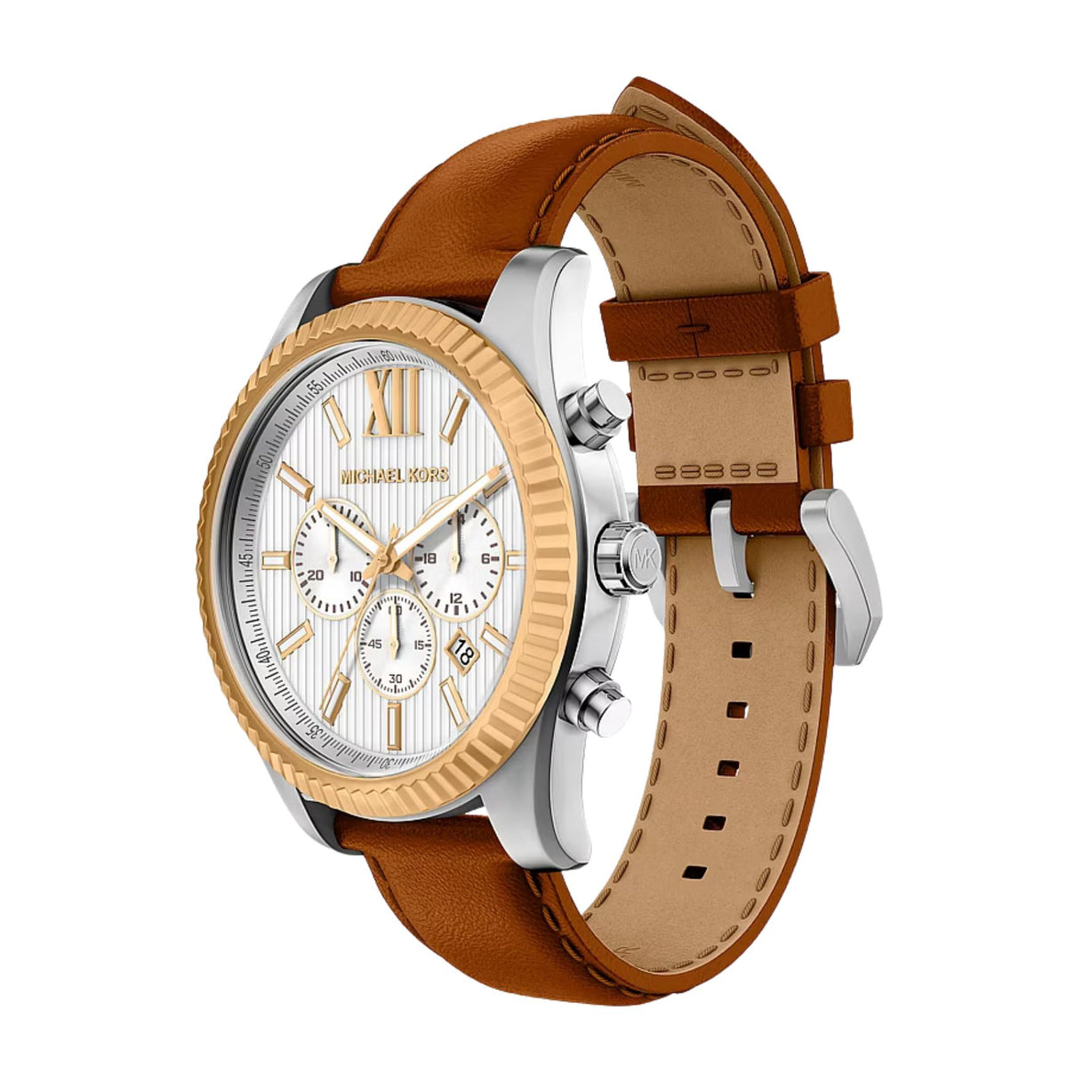 Καφέ δερμάτινο λουράκι ρολογιού Michael Kors Lexington MK9257 