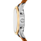 Ανδρικό Ρολόι Michael Kors Lexington MK9257 Χρονογράφος με Καφέ Λουράκι & Λευκό Καντράν