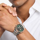 Ανδρικό Ρολόι Michael Kors Lexington MK9265 Χρονογράφος με Ασημί-Ροζ Χρυσό Μπρασελέ & Πράσινο Καντράν