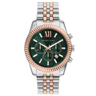 Ανδρικό Ρολόι Michael Kors Lexington MK9265 Χρονογράφος με Ασημί-Ροζ Χρυσό Μπρασελέ & Πράσινο Καντράν