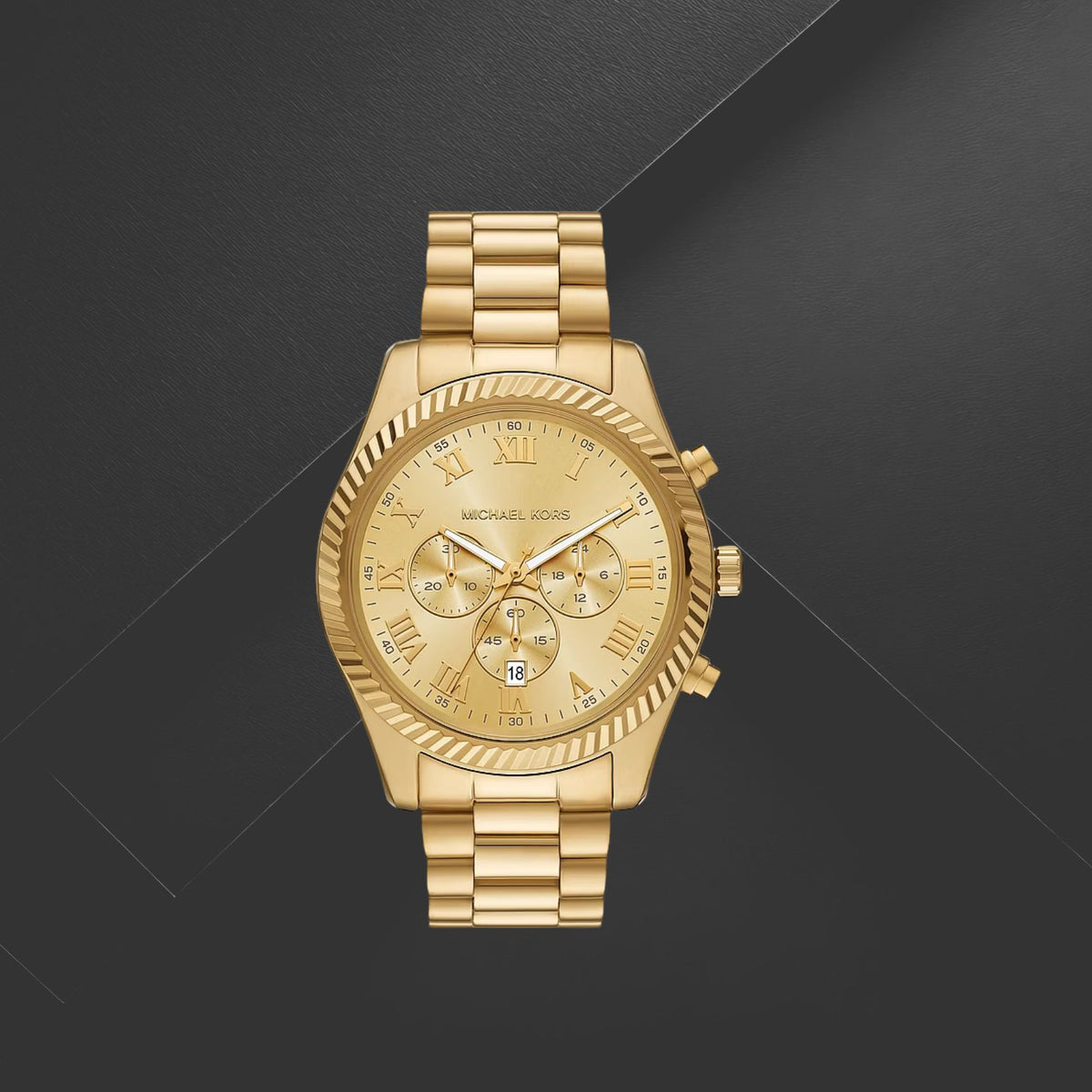 Χρυσό καντράν ρολογιού Michael Kors Lexington MK9276 διαμέτρου 45mm με χρονογράφο και ένδειξη ημερομηνίας