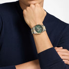 Ανδρικό Ρολόι Michael Kors Lexington MK9277 Χρονογράφος με Ασημί-Χρυσό Μπρασελέ & Πράσινο Καντράν