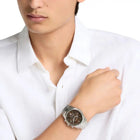 Ανδρικό Ρολόι Michael Kors Lexington MK9278 Χρονογράφος με Ασημί Μπρασελέ & Καφέ Καντράν
