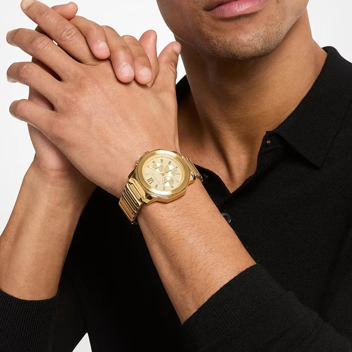Ανδρικό Ρολόι Michael Kors Prescott MK9249 Χρονογράφος με Χρυσό Μπρασελέ & Χρυσό Καντράν