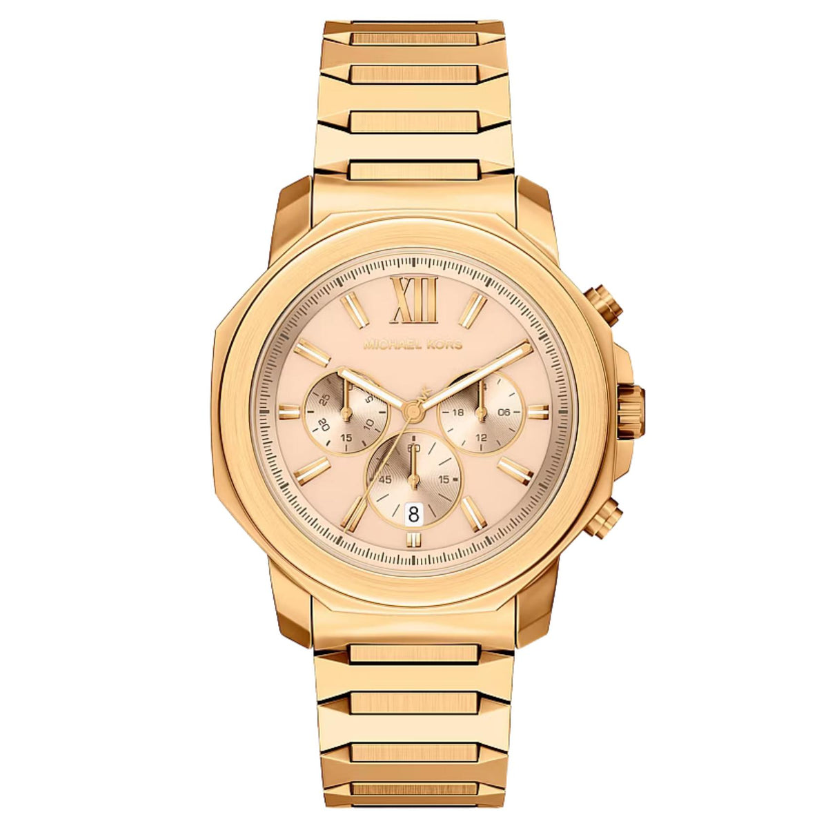 Ανδρικό ρολόι Michael Kors Prescott MK9249 χρονογράφος με χρυσό μπρασελέ και χρυσό καντράν