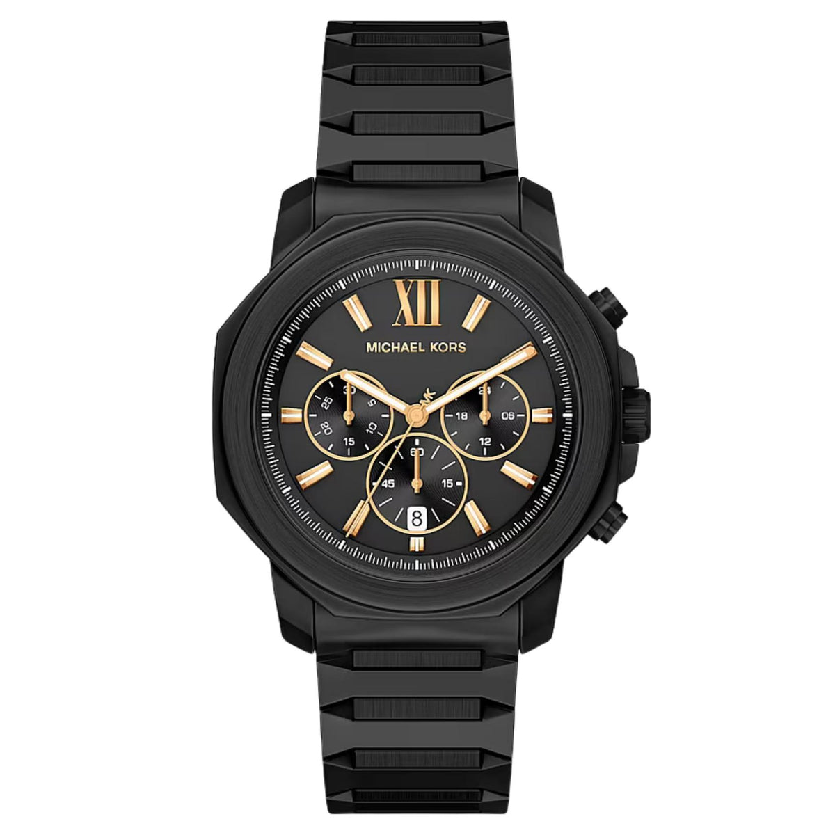 Ανδρικό ρολόι Michael Kors Prescott MK9252 χρονογράφος με μαύρο μπρασελέ και μαύρο καντράν