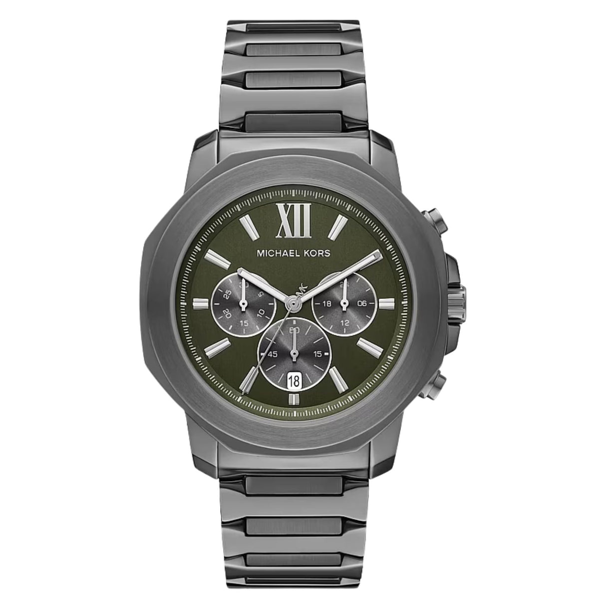 Ανδρικό ρολόι Michael Kors Prescott MK9259 χρονογράφος με ανθρακί μπρασελέ και πράσινο καντράν