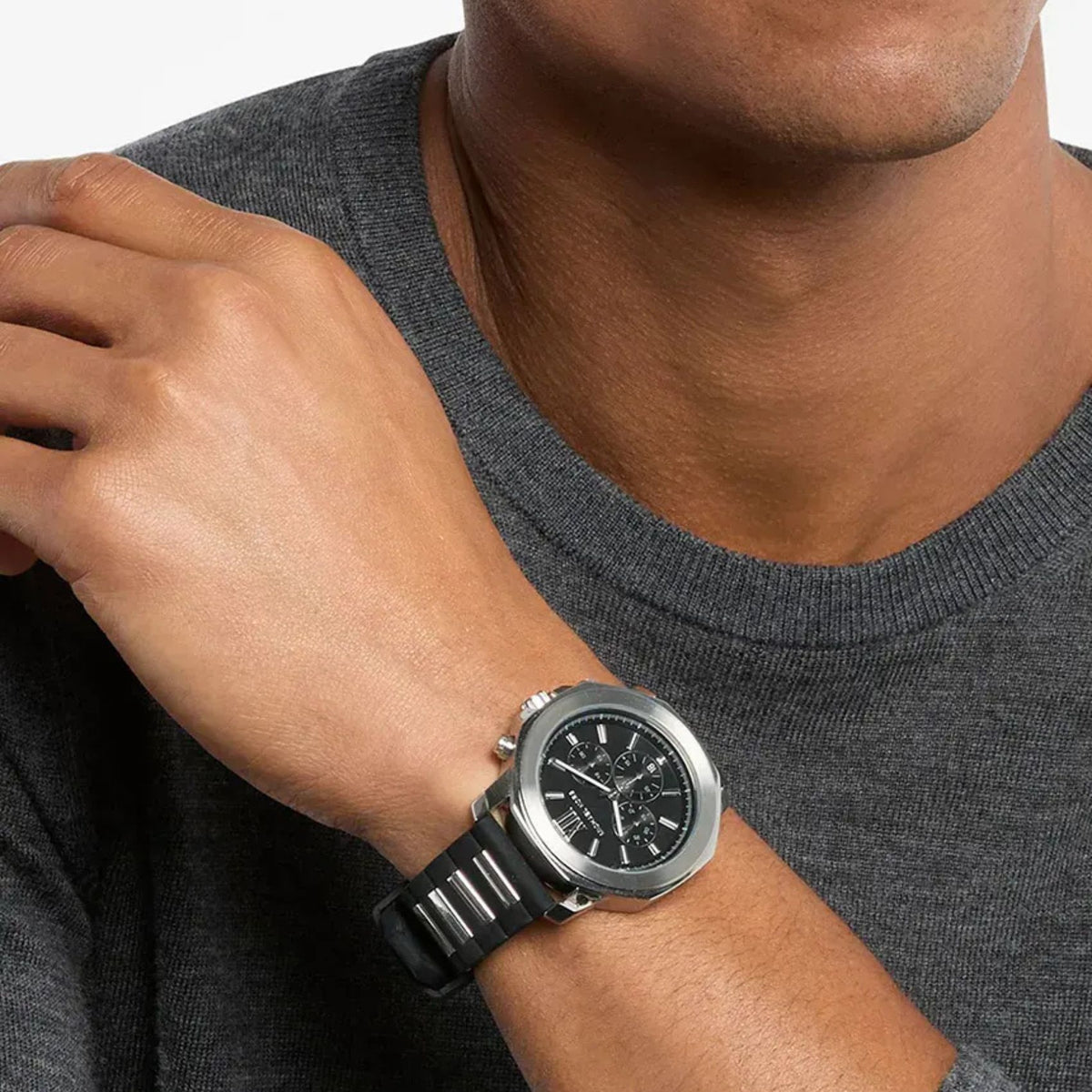 Ανδρικό Ρολόι Michael Kors Prescott MK9262 Χρονογράφος με Μαύρο Λουράκι & Μαύρο Καντράν
