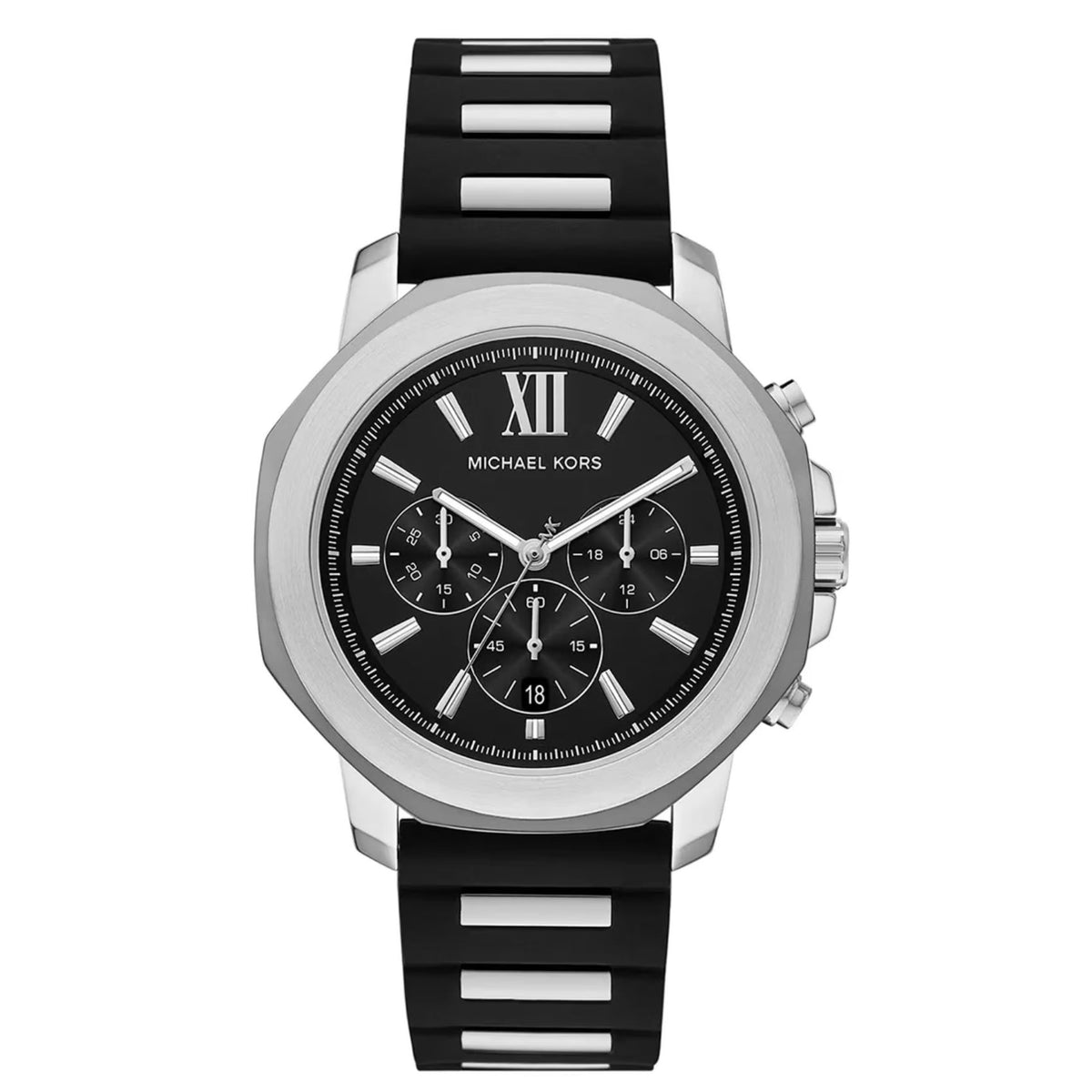 Ανδρικό ρολόι Michael Kors Prescott MK9262 χρονογράφος με μαύρο λουράκι και μαύρο καντράν