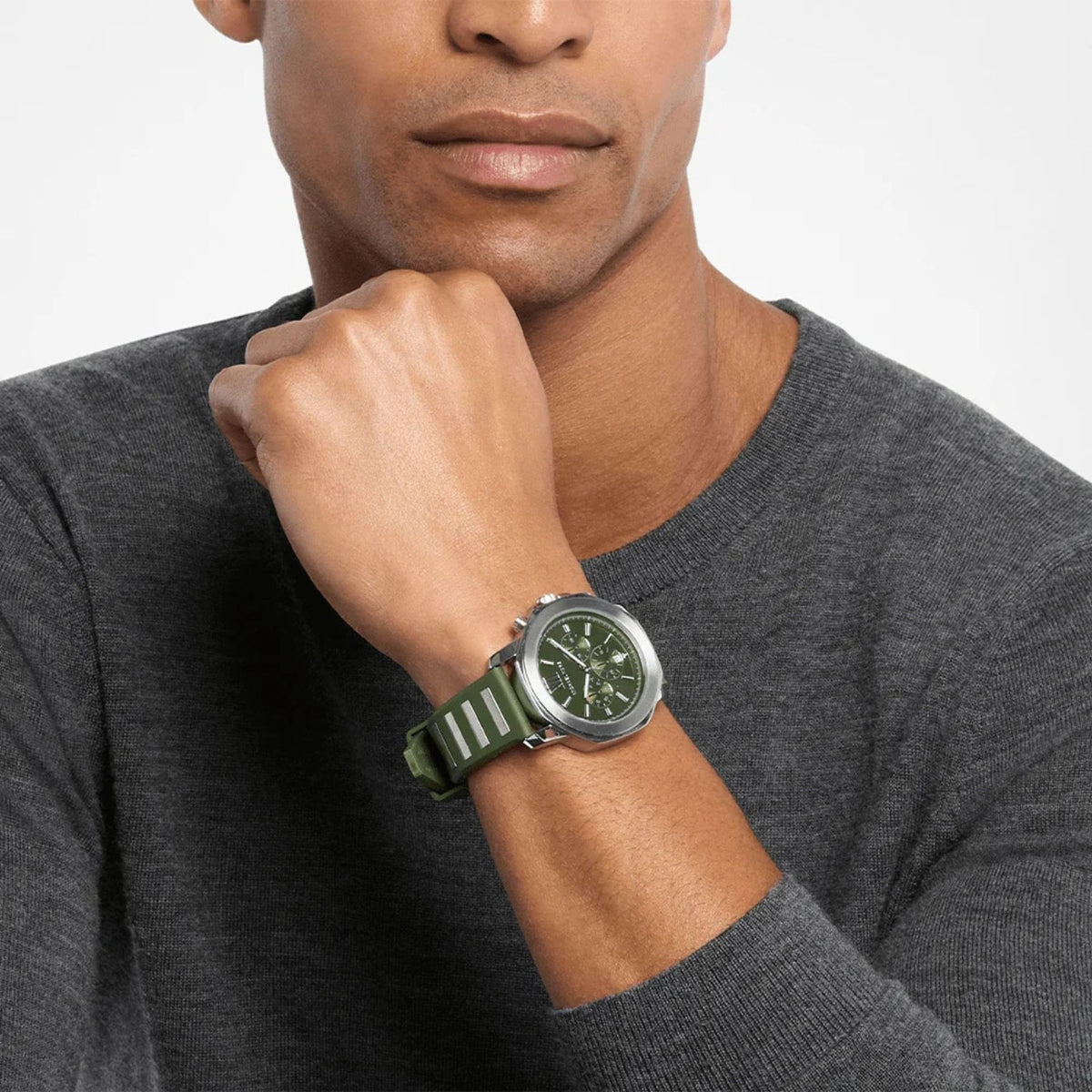 Ανδρικό Ρολόι Michael Kors Prescott MK9263 Χρονογράφος με Πράσινο Λουράκι & Πράσινο Καντράν