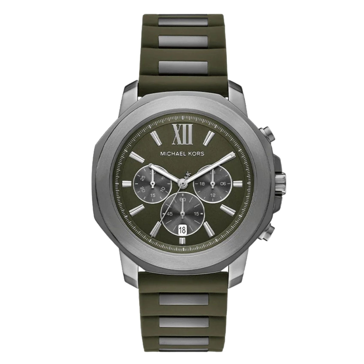Ανδρικό ρολόι Michael Kors Prescott MK9263 χρονογράφος με πράσινο λουράκι και πράσινο καντράν