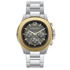 Ανδρικό Ρολόι Michael Kors Sage MK9212 Χρονογράφος με Ασημί Μπρασελέ & Μαύρο Καντράν