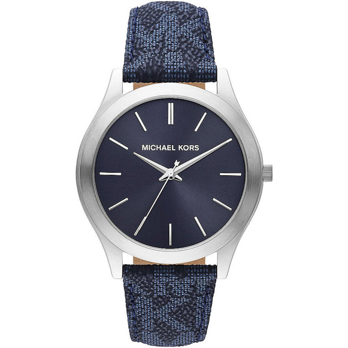 Ανδρικό ρολόι Michael Kors Slim Runway MK8907 με μπλε λουράκι από PVC και μπλε καντράν