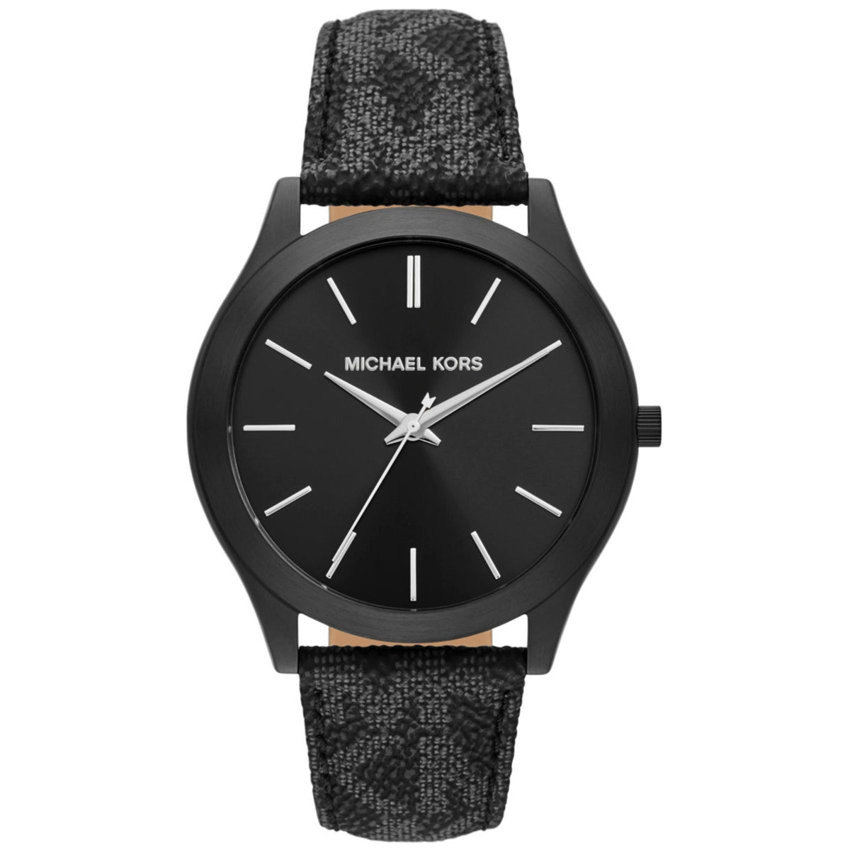Ανδρικό ρολόι Michael Kors Slim Runway MK8908 με μαύρο λουράκι από PVC και μαύρο καντράν
