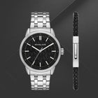 Ανδρικό Ρολόι Michael Kors Wolfe MK9291SET με Ασημί Μπρασελέ & Μαύρο Καντράν