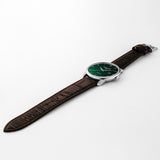 Aνδρικό ρολόι Roamer Classico Gents 971856-41-75-05 με καφέ δερμάτινο λουράκι & πράσινο καντράν 40mm. 