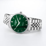 Ρολόι Roamer αντρικό Classico Gents 971856-41-75-50 με ασημί ατσάλινο μπρασελέ και πράσινο καντράν διαμέτρου 40mm.