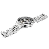 Πλάγια προβολή του ανδρικού ρολογιού Roamer Competence Skeleton IV 101984-41-85-10 με ασημί ανοξείδωτο ατσάλινο μπρασελέ και κάσα 43mm.