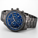 Ανδρικό ρολόι Roamer Helios Power 973981-44-45-20 Solar με ανθρακί μπρασελέ από τιτάνιο & μπλε καντράν 43.5mm.