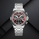 Ανδρικό ρολόι Roamer Mercury Chrono 968988-41-65-20 χρονογράφος με ασημί ατσάλινο μπρασελέ και κόκκινο καντράν διαμέτρου 43mm