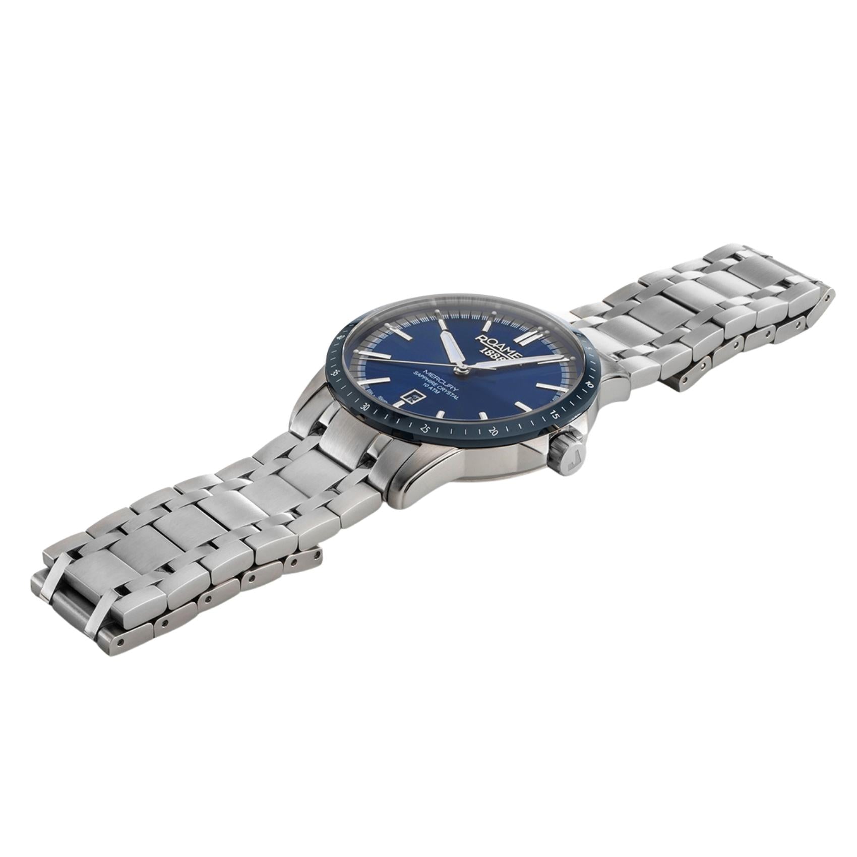 Ασημί ατσάλινο μπρασελέ ρολογιού Roamer Mercury Classic 968833-41-45-20