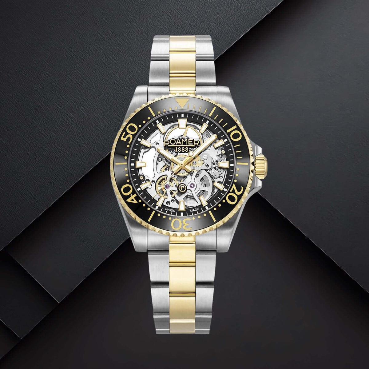 νδρικό ρολόι Roamer Premier Skeleton Limited 986984-47-85-21 με αυτόματο open back μηχανισμό Swiss Made και κάσα 42 mm.