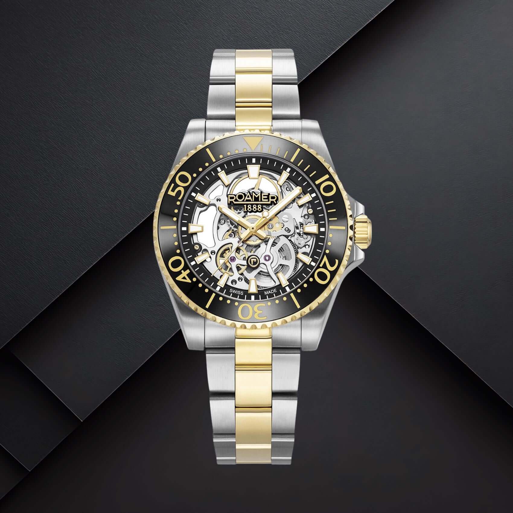 νδρικό ρολόι Roamer Premier Skeleton Limited 986984-47-85-21 με αυτόματο open back μηχανισμό Swiss Made και κάσα 42 mm.