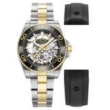 Ανδρικό ρολόι Roamer Premier Skeleton Limited 986984-47-85-21 με δίχρωμο ατσάλινο μπρασελέ, μαύρο skeleton καντράν, μαύρο λουράκι σιλικόνης και κάσα 42 mm.