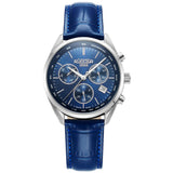 Ανδρικό ρολόι Roamer Pro Chrono 993819-41-45-02 χρονογράφος με μπλε δερμάτινο λουράκι και στρογγυλό μπλε καντράν 44mm.