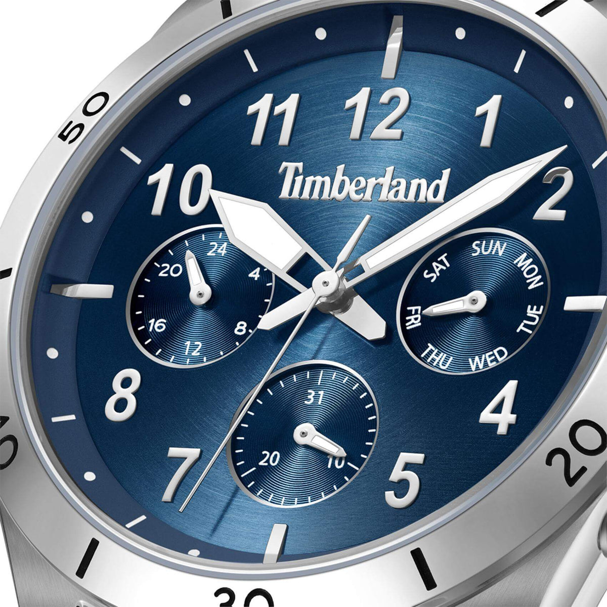 Κοντινή λήψη του μπλε καντράν του Timberland Ashmont TDWGF0054701.