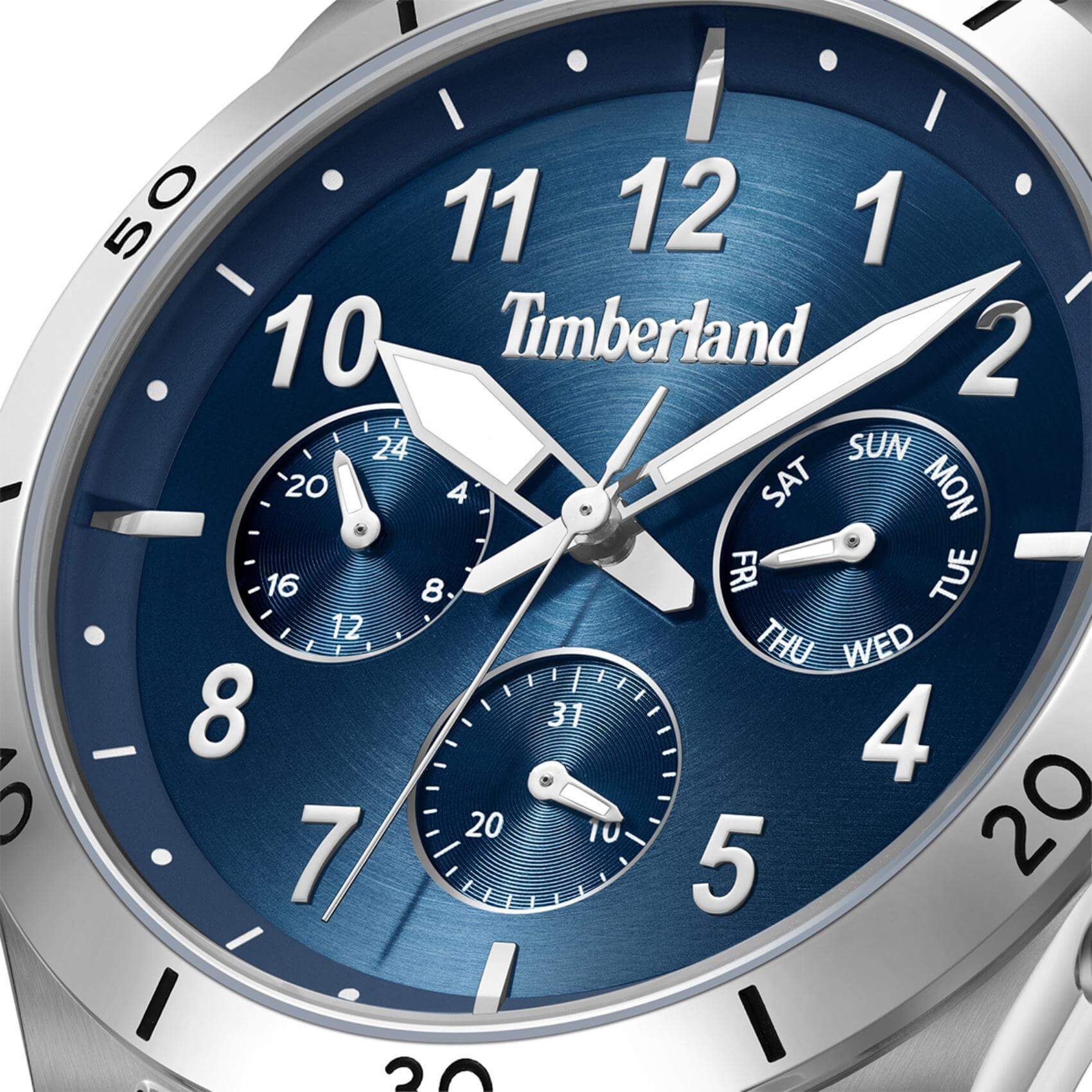 Κοντινή λήψη του μπλε καντράν του Timberland Ashmont TDWGF0054701.