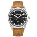 Ανδρικό ρολόι Timberland Birch Road TDWGB0083101 με καφέ δερμάτινο λουράκι, μαύρο καντράν και κάσα 45 mm.