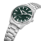 Πλάγια όψη του Timberland Birch Road TDWGH0083105 που αναδεικνύει το ασημί μπρασελέ και τη μεγάλη κάσα 45 mm.