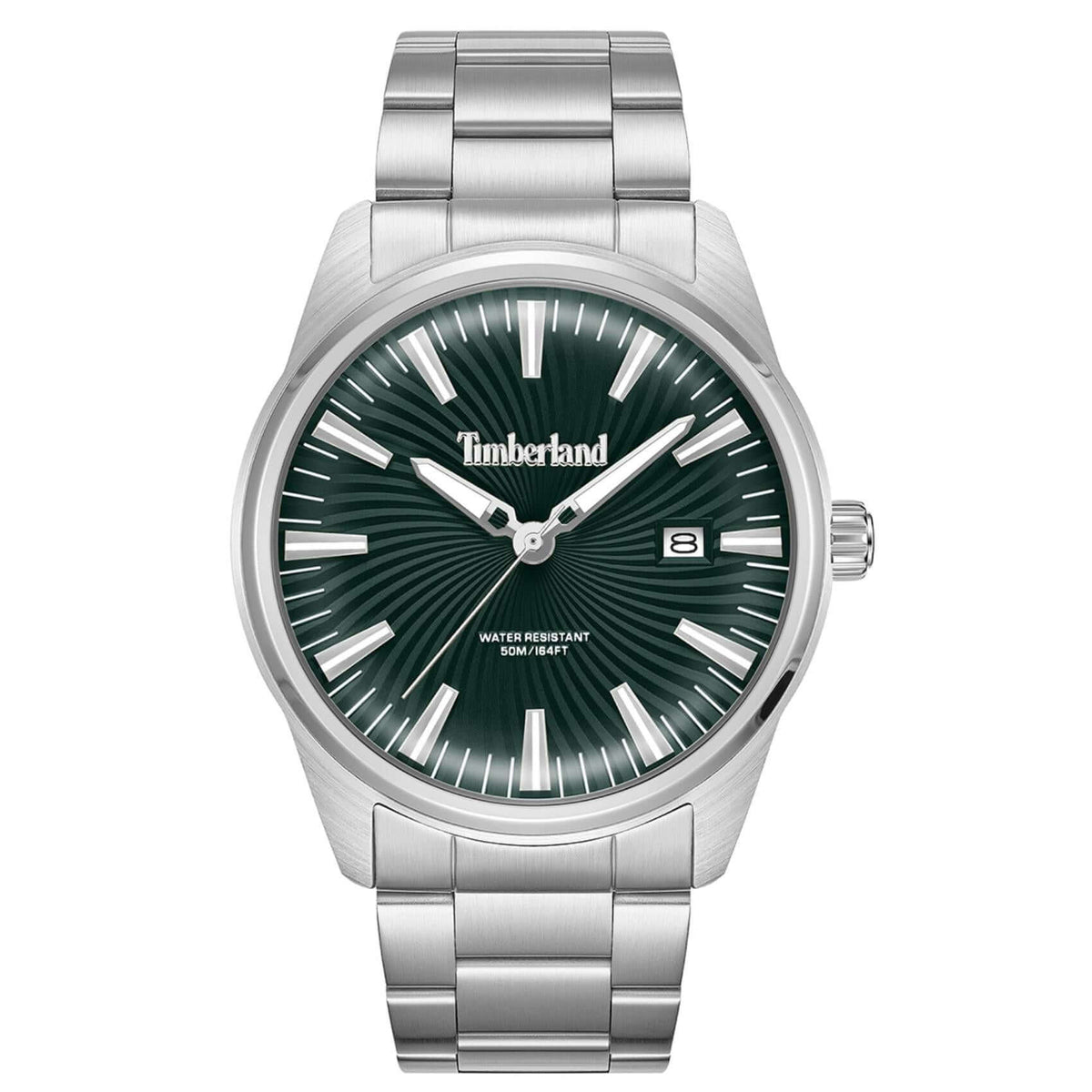 Ανδρικό ρολόι Timberland Birch Road TDWGH0083105 με ασημί ατσάλινο μπρασελέ, πράσινο καντράν και κάσα 45 mm.