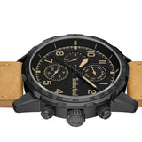 Κοντινό στο μαύρο καντράν του Timberland Campton TDWGF0055403 με ημέρα, ημερομηνία και διπλή ώρα
