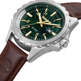 Πλάγια όψη του Timberland Day Pond TDWGB0055801 με καφέ λουράκι και πράσινο καντράν