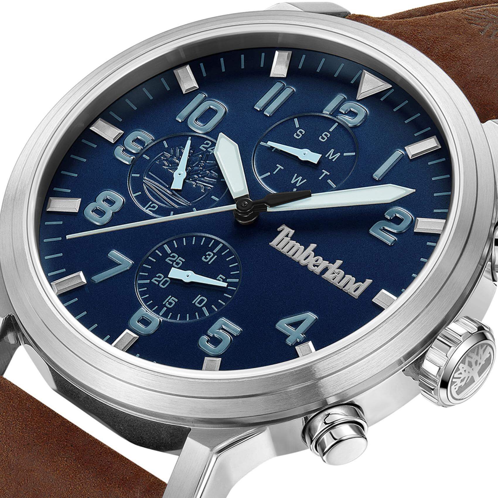 Κοντινό στο μπλε καντράν του Timberland Driscoll TDWGF0040702.