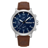 Ανδρικό ρολόι Timberland Driscoll TDWGF0040702 με καφέ δερμάτινο λουράκι και μπλε καντράν 46 mm.