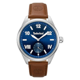 Ανδρικό ρολόι Timberland Fern Row TDWGA0083501 με καφέ δερμάτινο λουράκι, μπλε καντράν 43 mm, quartz μηχανισμό και στεγανότητα 5ATM.