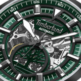Κοντινή λήψη του skeleton καντράν του Timberland Henniker Automatic TDWGE0055202