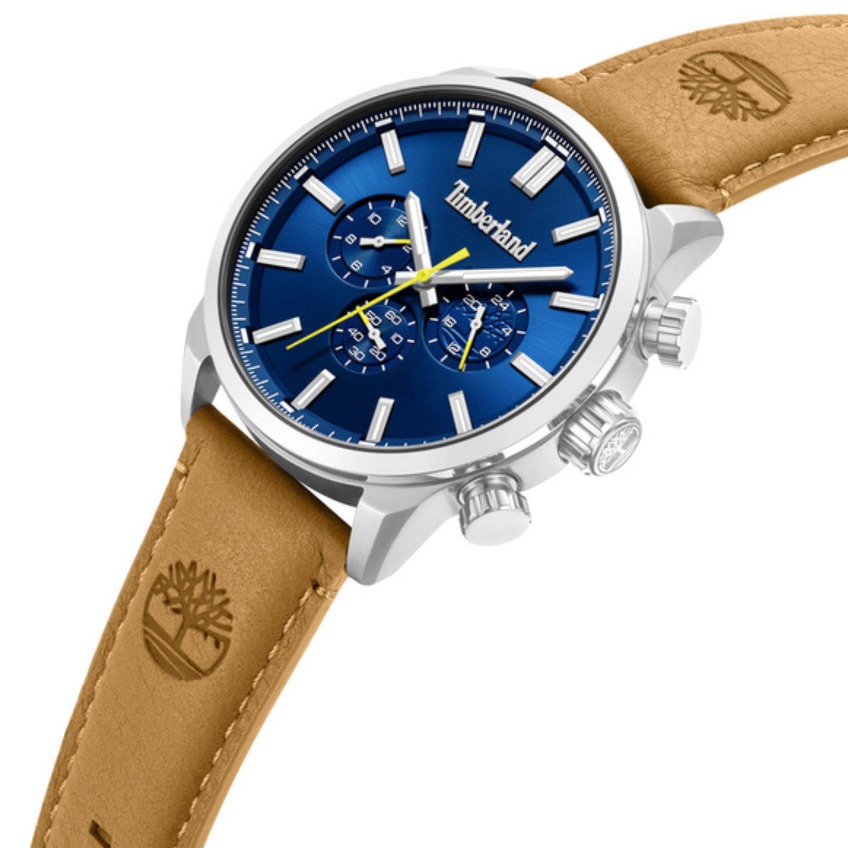 Μπλε καντράν ρολογιού Timberland Henniker II Chrono TDWGF0028702M διαμέτρου 46mm με χρονογράφο