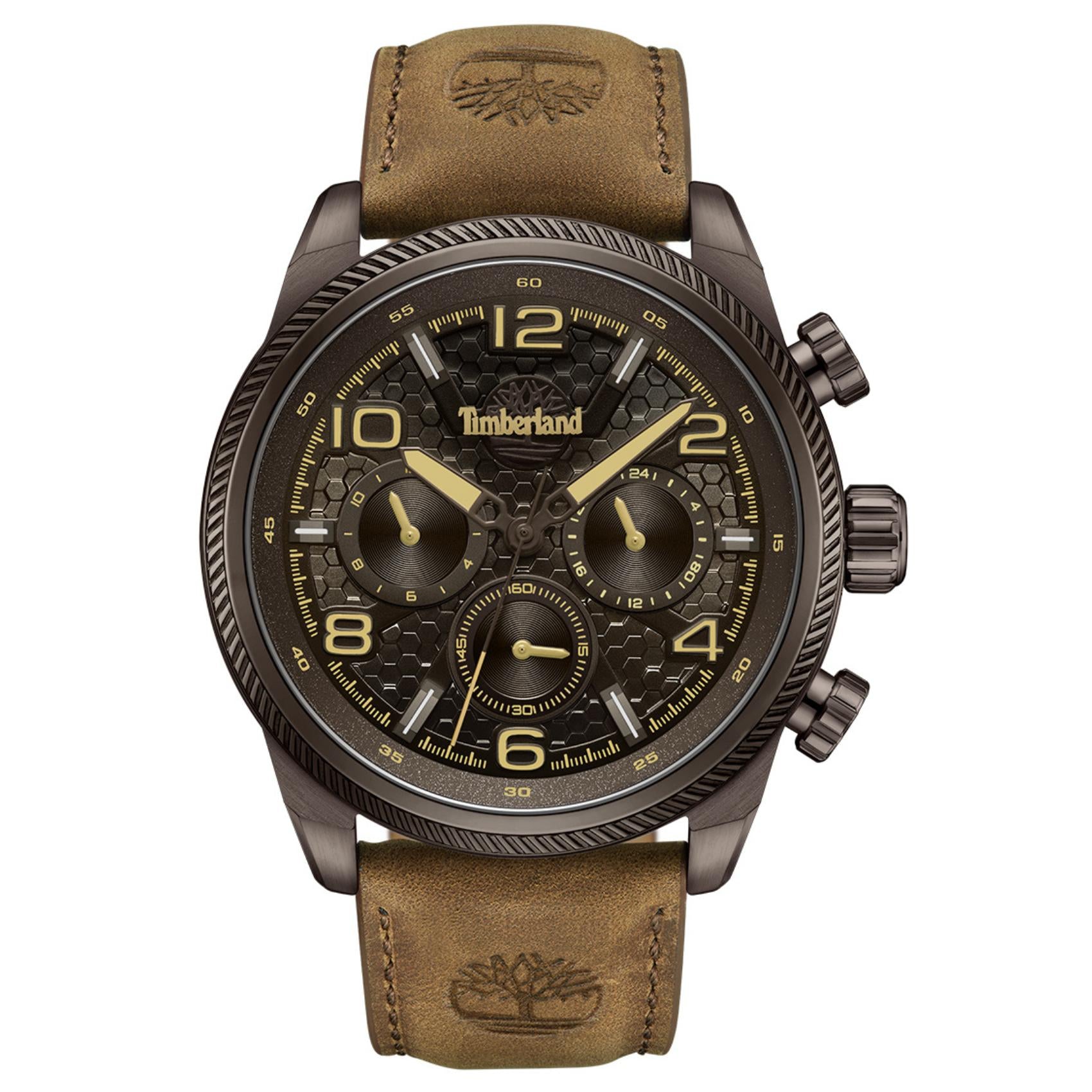 Ανδρικό ρολόι Timberland Henniker II TDWGF0028706M με καφέ δερμάτινο λουράκι και καφέ καντράν