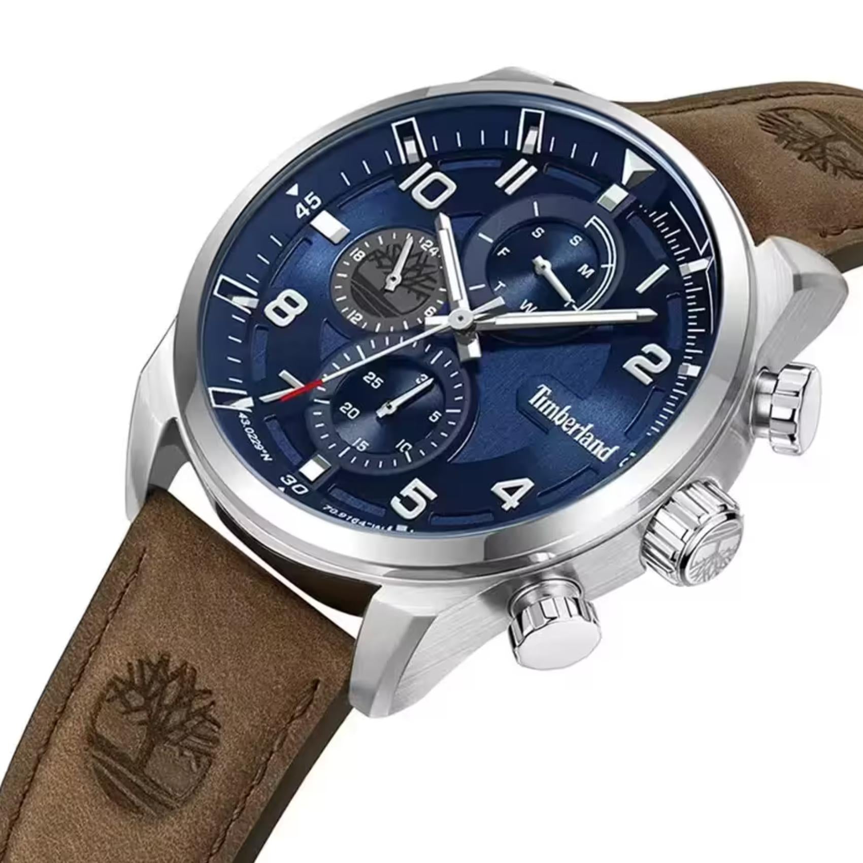 Μπλε καντράν ρολογιού Timberland Henniker II TDWGF2201106M διαμέτρου 46mm με ένδειξη διπλής ώρας